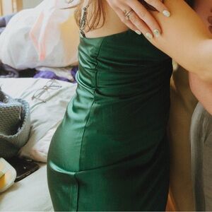 Billy J Satin Dress in Forest